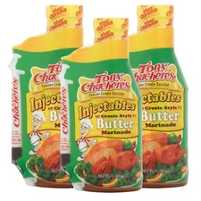 Tony Chachere's Creole Butter Marinade 17 Fl Oz Pack of 3 for Juicy Meat