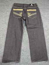 Baggy Red Ape Jeans Mens 38 Brown Relaxed Loose Embroidered Grunge Y2K 35x29