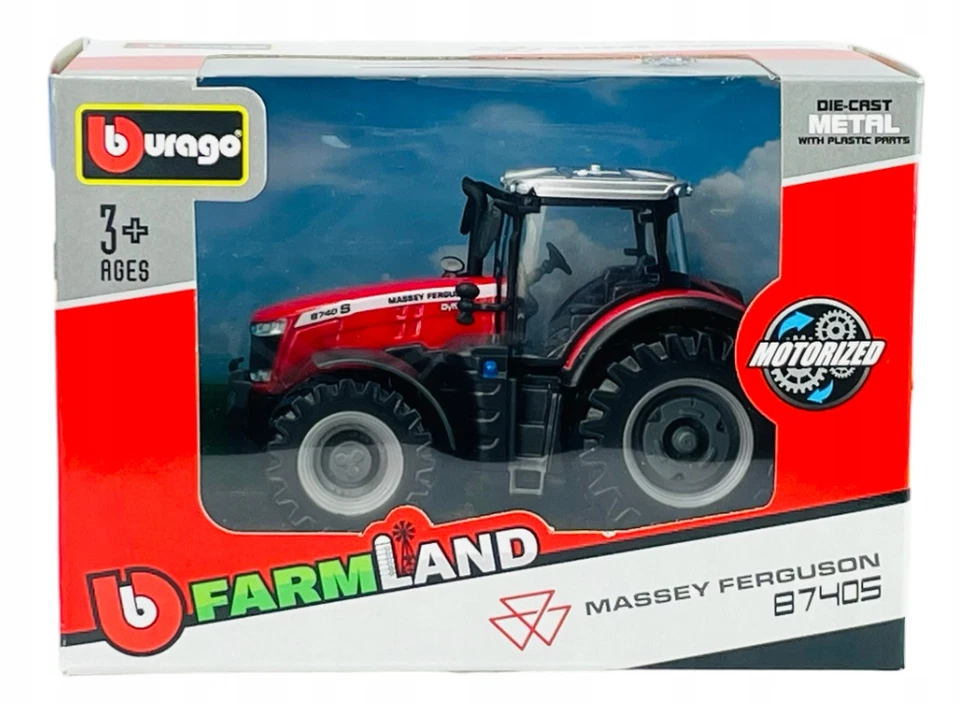 Massey Ferguson 8740S Farmland Tractor Toy Model Diecast Red Bburago 1:50 Scale - Image 2 of 4