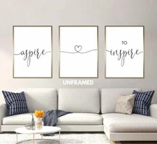 Aspire to Inspire, Set of 3 Prints, Minimalist Art, Home Wall Decor