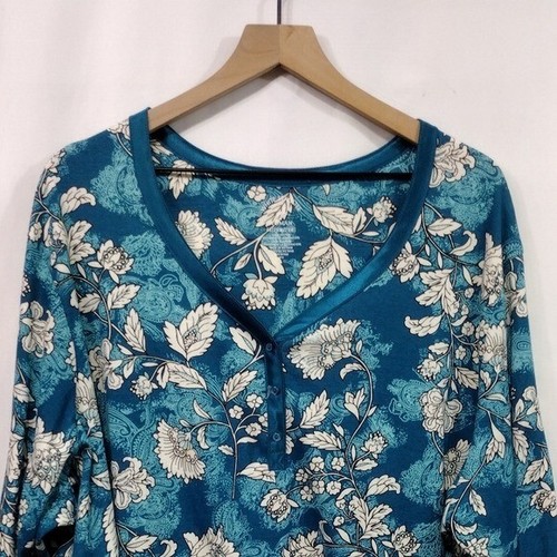 NWOT White Stag Floral Blouse Womens 4X Blue Artsy Festival Retro 90s Y2K Casual - Picture 2 of 10