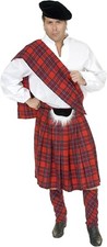 Scottish Kilt Highlander Paid Tartan Adult Men's Halloween Costume SIZE MEDIUM