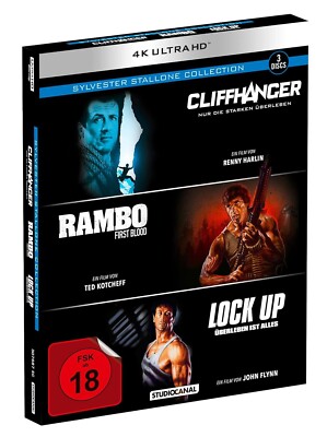 Sylvester Stallone Collection 4K UHD Cliffhanger / Rambo / Lock Up NEU/OVP FSK18