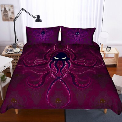 3D Octopus Cartoon Red Black Quilt Cover Set Bedding Sets Pillowcases 64