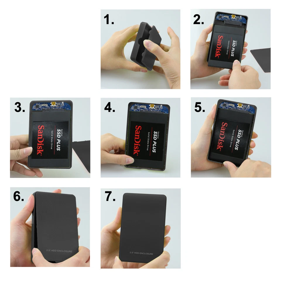 2.5" Sata Hard Drive Disk HDD External Enclosure Slim Case Screw Free USB 3.0 AU - Image 4 of 4