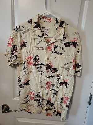VSTR Premium Mens Hawaii Shirt Large White Short Sleeve Kahuna Bay Aloha Hoola
