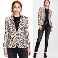 Nwt Joie Anilah 100% Linen Leopard Print Cappuccino Beige Blazer Jacket Sz 10