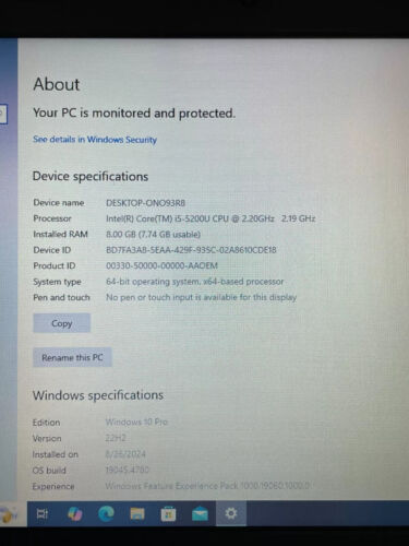 LENOVO THINKPAD E450 14" INTEL i5-5200U 2.19GHz 8GB RAM 500GB HDD WINDOWS 10 PRO - Picture 2 of 19
