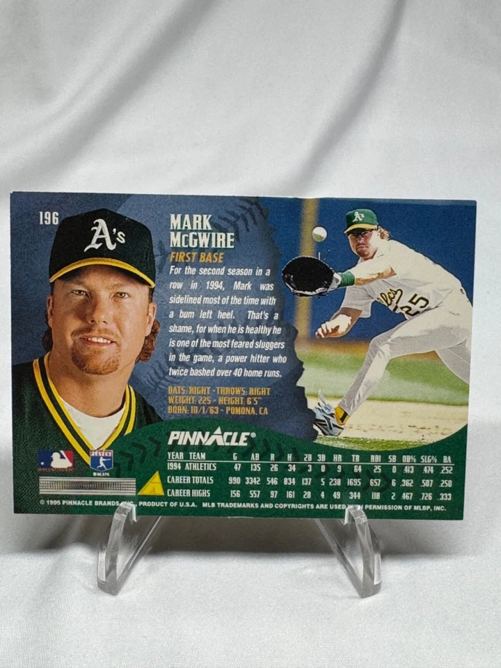 1995 Pinnacle - Museum Collection #196 Mark McGwire - OAKLAND ATHLETICS - Image 2 of 2