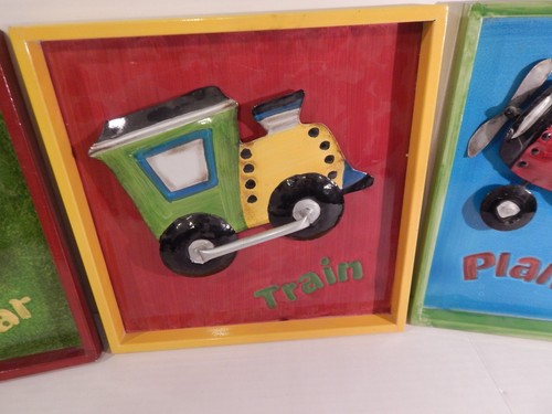 Hobby Lobby Metal Tin Wall Framed Plane, Car and Train Set of 3 Kids Room Decor - Picture 3 of 4