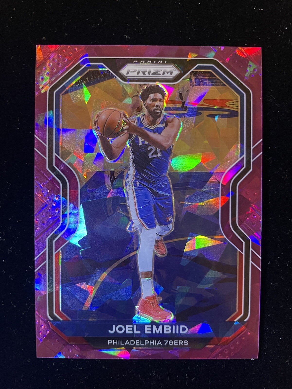 2020-21 Panini Prizm Joel Embiid Purple Cracked Ice Prizm /175 76ers