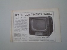 advertising Pubblicità 1954 TRANS CONTINENTS RADIO TELEVISORE PD. 103