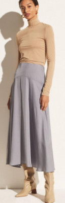 $325 NWT VINCE PANELED FRONT FLUTTER LONG SKIRT IN IRIS BLUE SZ 4 V77803071 RARE