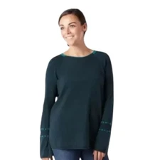 Smartwool Womens Bell Sleeve Wool Blend Sweater Size M Evergreen Pullover Soft