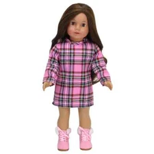 Doll Clothes Fit 18" Dress Pink Plaid Boots Sophia's Fit American Girl Dolls