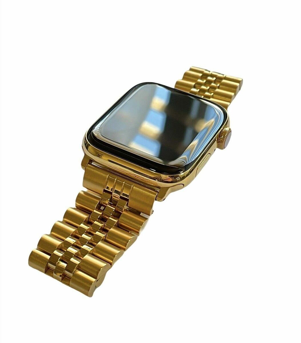 24k Gold Plated 45mm Apple Watch Series 8 Custom Stainless Steel GPS LTE O2