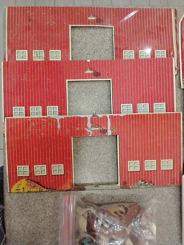 Vintage Ohio Art Tin Sunnyfield Farms Tin Litho Red Barn Parts and