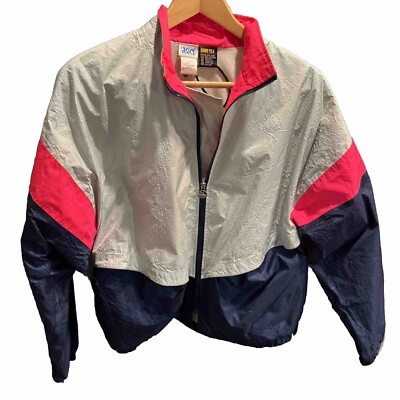 GoreTex ASICS ZIP Windbreaker Color Block Golf Rain Jacket BLUE Pink Large Mens