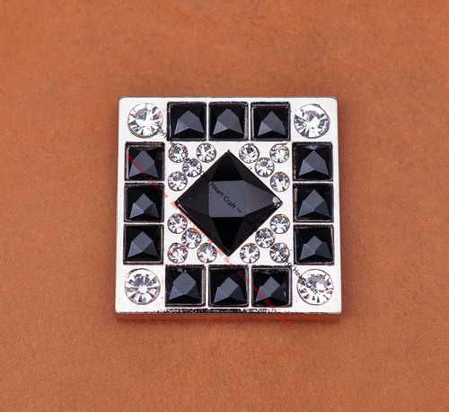 5X Black Square Crystal Rhinestone Saddle Bridle Belt DIY Leathercraft Concho  - Picture 5 of 10