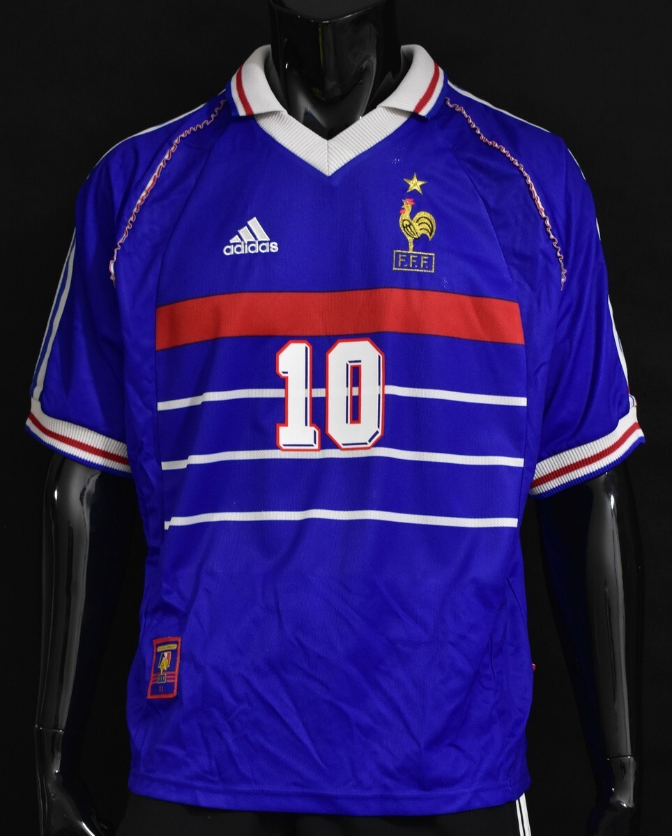 adidas FFF France 1998 World Cup Home Shirt ZIDANE SIZE L men