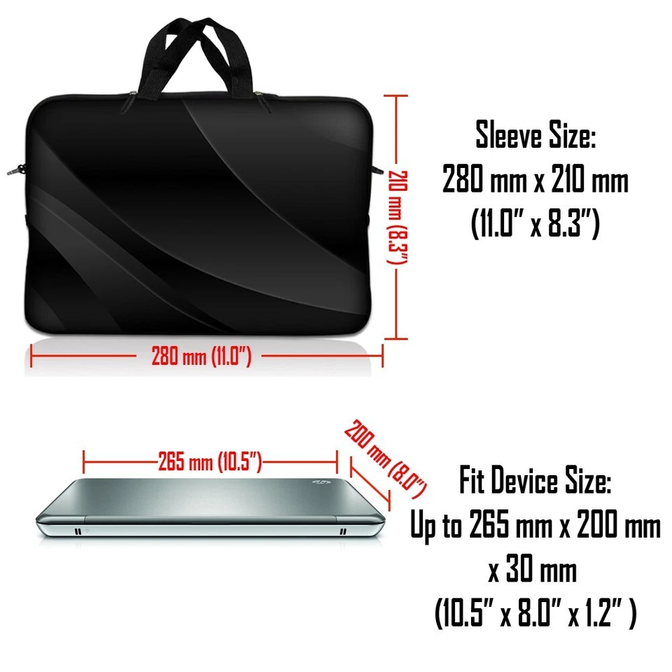 Funda para Tablet Laptop de 10 pulgadas Estuche de transporte Bolsa para iPad con correa para el hombro Negra Foto 2 de 3