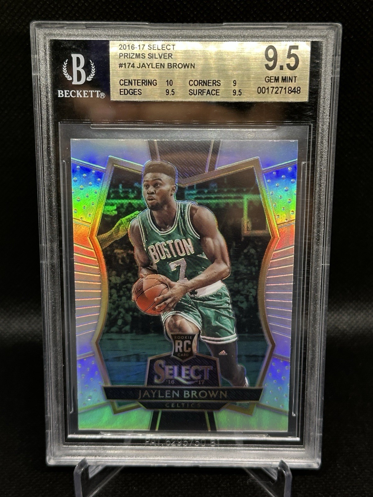 2016 Select Premier Level Silver Prizm Jaylen Brown BGS 9.5 GEM MINT Rookie RC