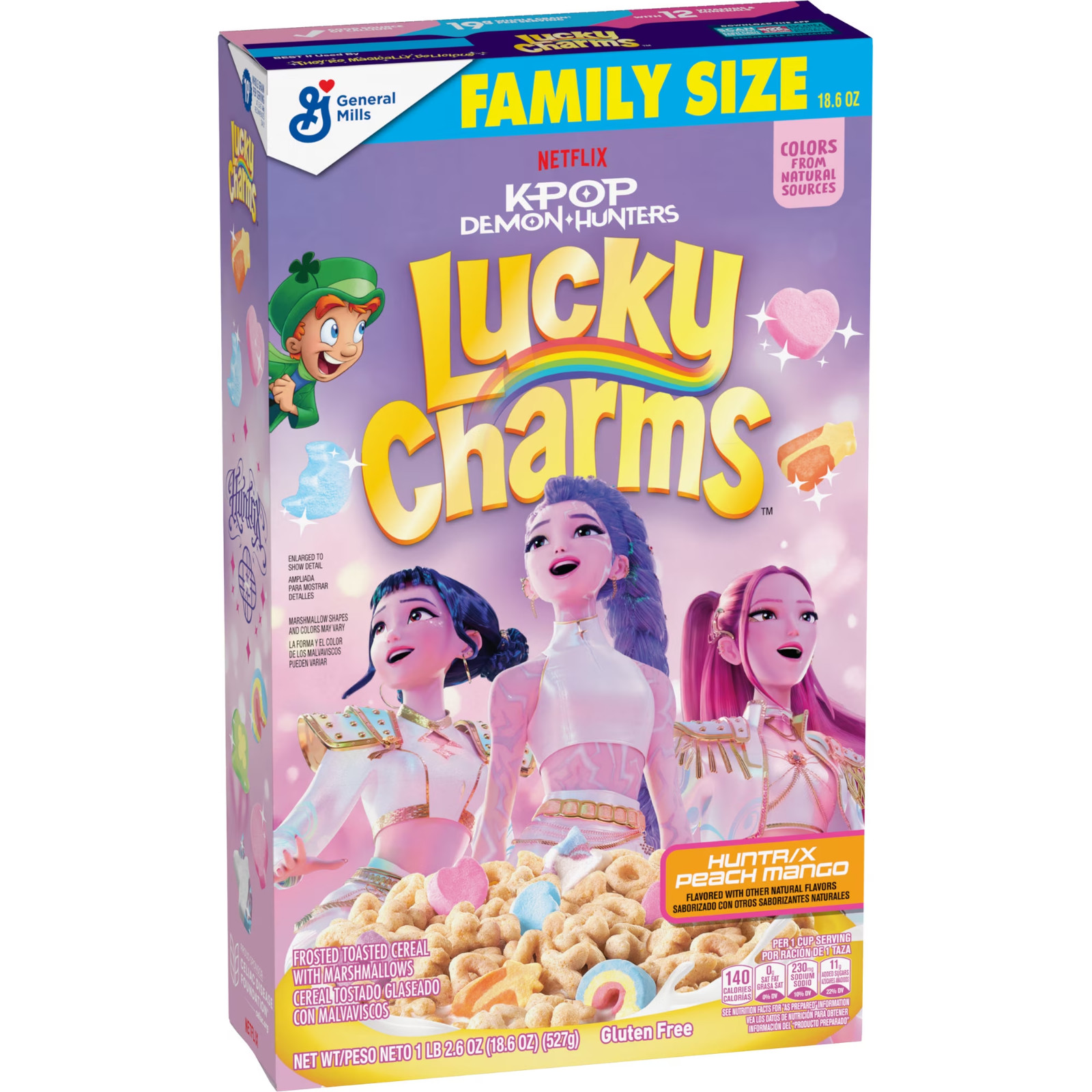 Lucky Charms Cereal KPop Demon Hunters, HUNTR/X Peach Mango, 18.6 oz