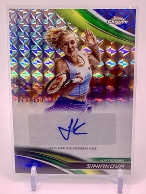 Katerina Siniakova 2025 Topps Chrome Tennis Blue Geometric Auto #/150 No. CA-KSA