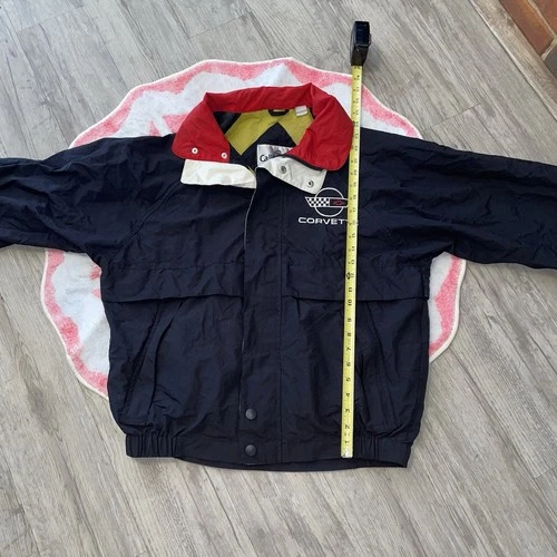 Vintage 90s California Chevrolet Corvette Black & Red Zip Up Jacket W/ Hood image 5