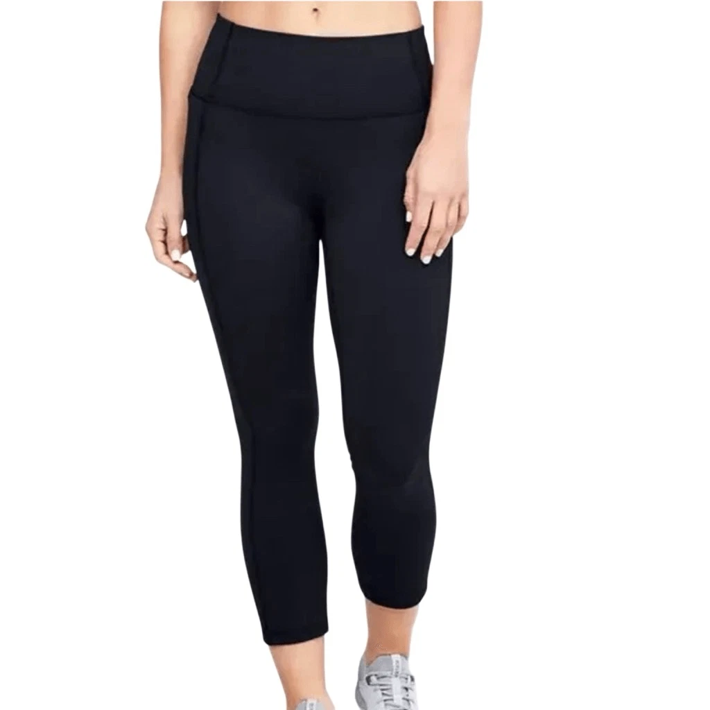 Under Armour 2XL HeatGear Reflect Hi-Rise Crop Leggings Black Sports Athleisure