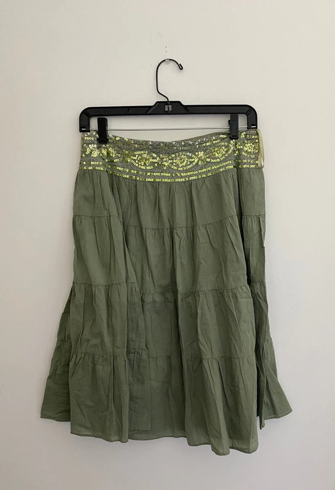 Lapis 绿色棉质亮片裙,尺寸 S — 第 3/4 张图片