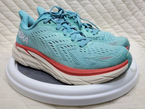 Hoka One One Clifton 8 Aquarelle Blue Womens Shoes Running Walking - Size 7.5B