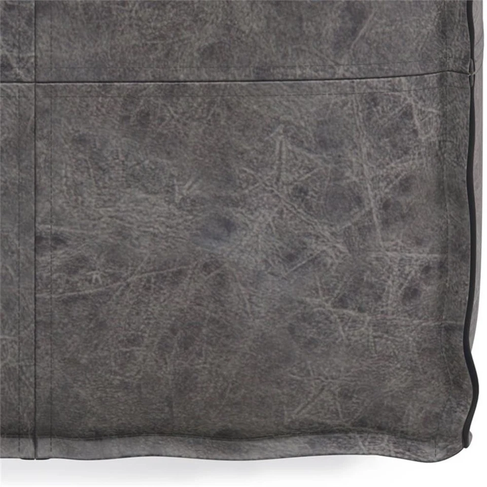 Trent Home Boho Square Pouf in Distressed Black Faux Leather - Image 4 of 4