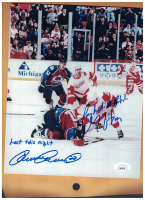 Heavy l #312 空山基 表紙 RARE Darren McCarty & Claude Lemieux Red Wings AUTOGRAPHED 8x10 FIGHT