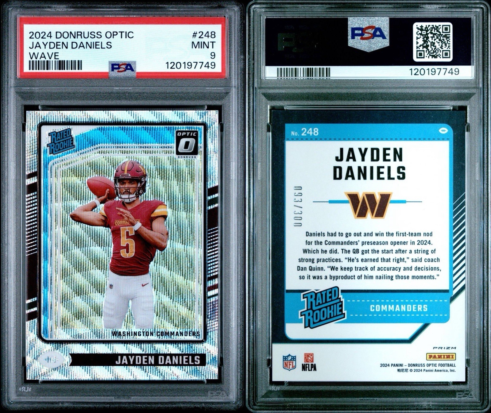 2024 Panini Donruss Optic - Rated Rookie Jayden Daniels #248 Wave Prizm /300 A