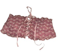 Shein XS Pink Floral Embroidered Lace Up Corset Top