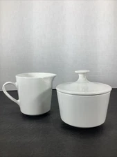 Vintage Centura by Corning Bone White Sugar Bowl & Creamer Set