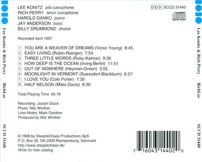LEE KONITZ/RICH PERRY - RICHLEE NEW CD