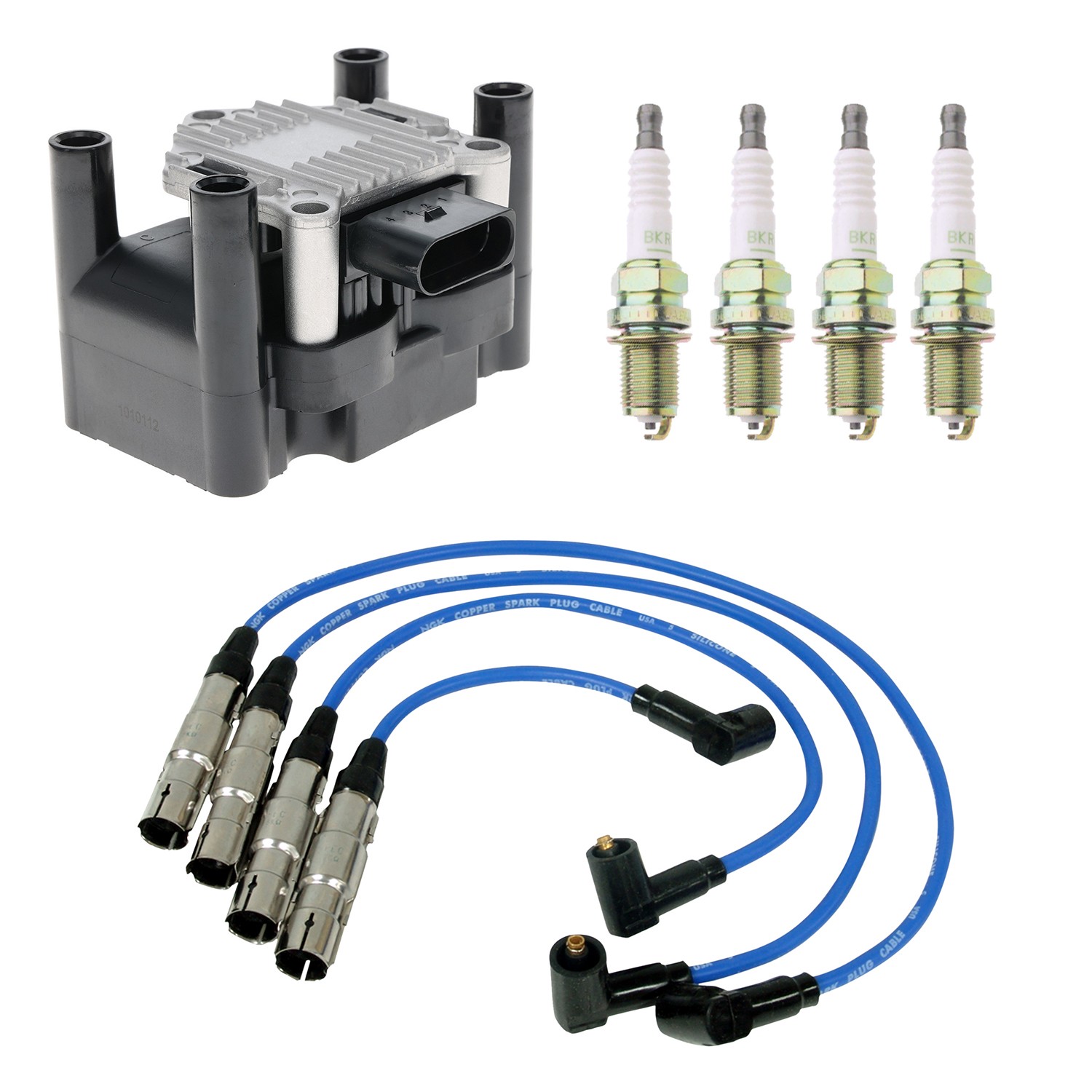 Hitachi Ignition Coils NGK 4 V-Power Spark Plugs  Wire Set Kit for Jetta 2.4 L4