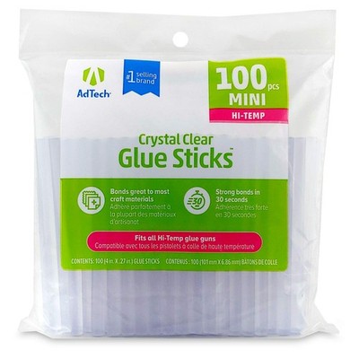AdTech Hi-Temp Mini Hot Glue Sticks, Clear (100 Sticks) | Quick Bonding for Craf