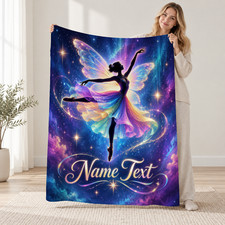 Personalized Rainbow Ballerina Fairy Coral Fleece Blanket Dance Decor