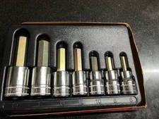 Snap On 7 pc 1/2" Drive Metric Hex Bit Standard Socket Driver Set 307ESAMY