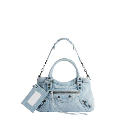 BALENCIAGA Le City First $2350 Light Blue Denim Top Handle Bag New & Authentic