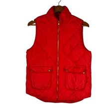 Woolrich Vest Size Medium Down Full Zip Puffer Quilted Snap Pocket Lined Red