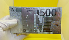 BILLETE DE 500 EUROS PLATA 99,9 % PURE SILVER Acabado en PLATA - OFERTA