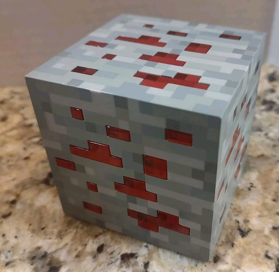 Minecraft Stone Ore Red Redstone Block Light Up Cube Think Geek 2012 Room Decor - Image 2 of 4