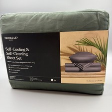 Miracle Made Self Cooling Self Cleaning Sheet Set-Sage Green-King- New