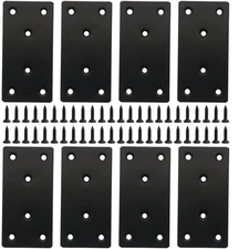 8 Pcs Black Flat Mending Plate Stainless Steel Flat Bracket 3.14 x 1.57 inch ...