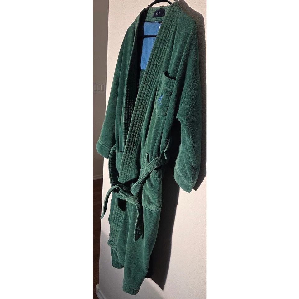 Bata de dormir/baño unisex Nautica - verde con acento azul Foto 3 de 4