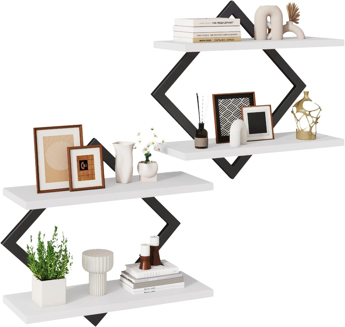 Floating Shelves,15 Inch Wall Shelf Set of 2,Wall Mounted Shelves,2 Tier Hanging